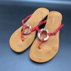 Vionic Orchid Wedge Red/Gold Sandals Women's Size 9.5